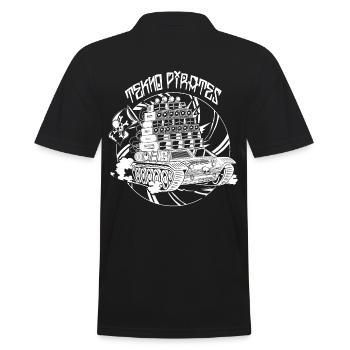 Tekno Nomads Pirate Sound System - Männer Poloshirt - Schwarz - Hinten - Kai (181cm)