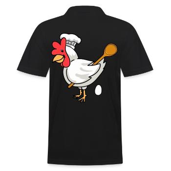 Baker Chicken Egg Cooking Spoon Bakery Egg Bake Cook - Men's Polo Shirt - black - Back - Kai (181cm)