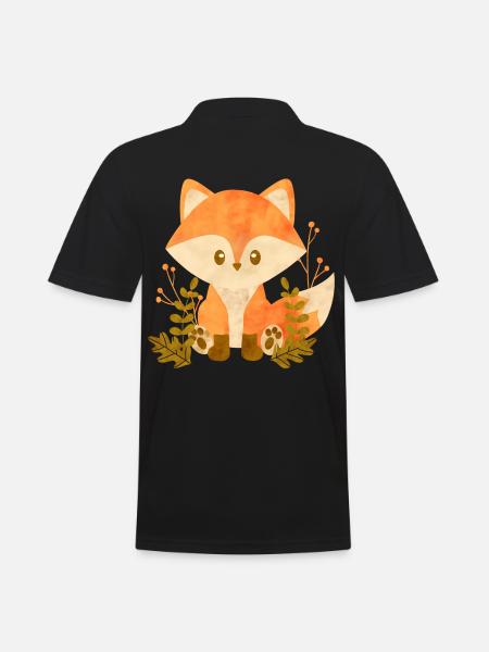 Cute fox - Men's Polo Shirt - black