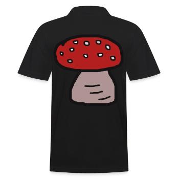 Fliegenpilz Pilze Herbst r Giftig Glücksbringer - Männer Poloshirt - Schwarz - Hinten - Kai (181cm)