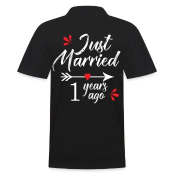 Hochzeitstag 1 Jahr alt verheiratet seit 1 Jahr - Männer Poloshirt - Schwarz - Hinten - Kai (181cm)
