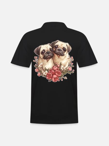 Cute pug couple - Men's Polo Shirt - black