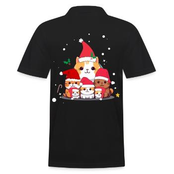 Lustige Weihnachtskatzen - Männer Poloshirt - Schwarz - Hinten - Kai (181cm)