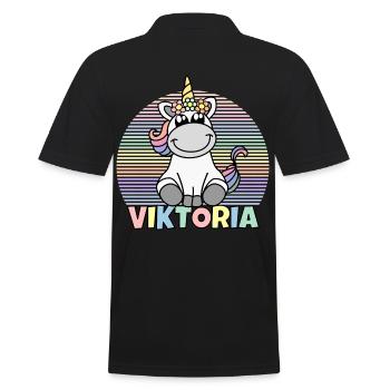 Viktoria Einhorn Name - Männer Poloshirt - Schwarz - Hinten - Kai (181cm)