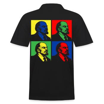 Ikonisches, von der Pop-Art inspiriertes - Männer Poloshirt - Schwarz - Hinten - Kai (181cm)