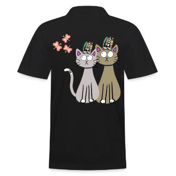 Chat Chats Hippi Hippies Enfants Enfant - Polo Homme - noir - Dos - Kai (181cm)