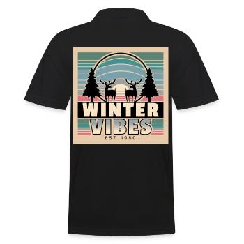 Winter Vibes: Retro Sunset & Nature - Men's Polo Shirt - black - Back - Kai (181cm)