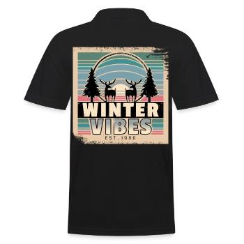 Winter vibes for nature lovers at sunset - Men's Polo Shirt - black - Back - Kai (181cm)