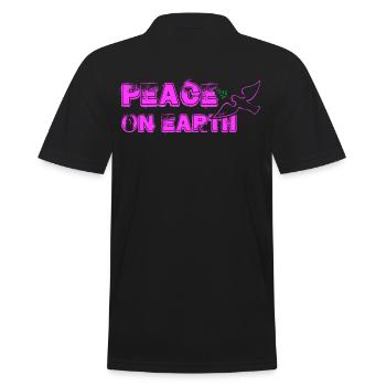 Peace on Earth with Bird pink - Men's Polo Shirt - black - Back - Kai (181cm)