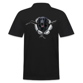Flat Coated Retriever im Metall-Loch - Männer Poloshirt - Schwarz - Hinten - Kai (181cm)