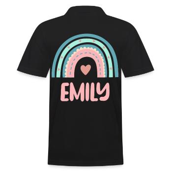 Emily Name Regenbogen Baby - Männer Poloshirt - Schwarz - Hinten - Kai (181cm)