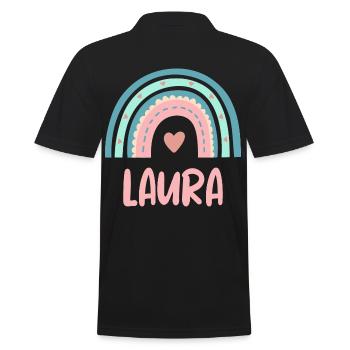 Laura Name Regenbogen Baby - Männer Poloshirt - Schwarz - Hinten - Kai (181cm)