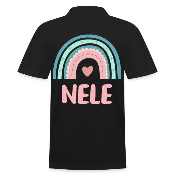 Nele Name Regenbogen Baby - Männer Poloshirt - Schwarz - Hinten - Kai (181cm)