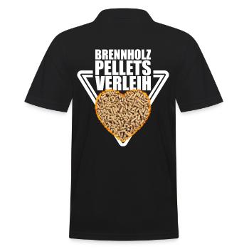 Brennholz Pellets Verleih - Männer Poloshirt - Schwarz - Hinten - Kai (181cm)
