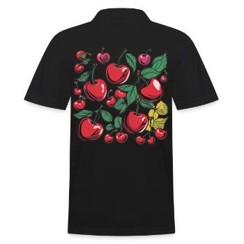 Cerises rétro Vintage jardin de fruits grignotage d’été - Polo Homme - noir - Dos - Kai (181cm)