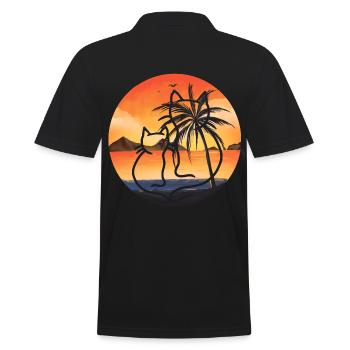 Chats rétro Vintage 90's 80's chat Nature plage - Polo Homme - noir - Dos - Kai (181cm)