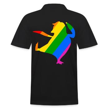 Regenbogen Pinguin macht Karate - Männer Poloshirt - Schwarz - Hinten - Kai (181cm)