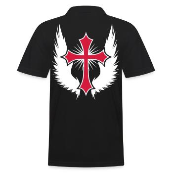 11 Gothic Kreuz Flügel - Männer Poloshirt - Schwarz - Hinten - Kai (181cm)