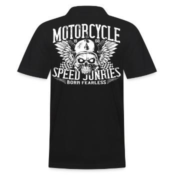 Motorcycle Racing evil Eyes - Men's Polo Shirt - black - Back - Kai (181cm)