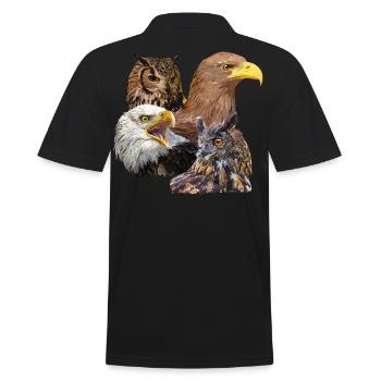 Greifvögel - Männer Poloshirt - Schwarz - Hinten - Kai (181cm)