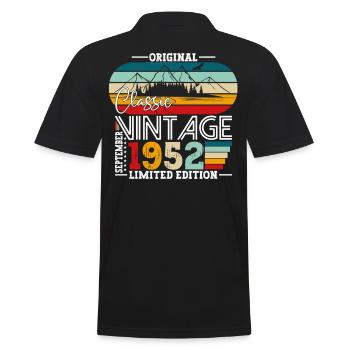 Original September Vintage 1952 Birthday Funny - Men's Polo Shirt - black - Back - Kai (181cm)