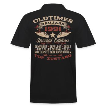 Oldtimer 1991 31. Geburtstag Geschenk Damen Herren - Männer Poloshirt - Schwarz - Hinten - Kai (181cm)