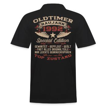 Oldtimer 1992 30. Geburtstag Geschenk Damen Herren - Männer Poloshirt - Schwarz - Hinten - Kai (181cm)