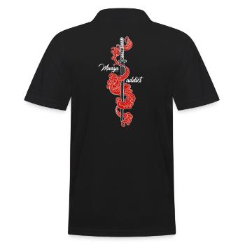 Katana Manga süchtig - Männer Poloshirt - Schwarz - Hinten - Kai (181cm)