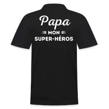 Papa mon super héros - Polo Homme - noir - Dos - Kai (181cm)