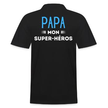 Papa mon super héros - Polo Homme - noir - Dos - Kai (181cm)
