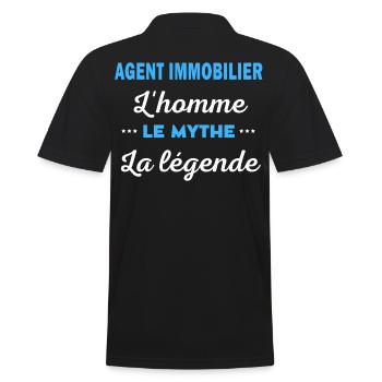 AGENT IMMOBILIER homme mythe légende - Polo Homme - noir - Dos - Kai (181cm)