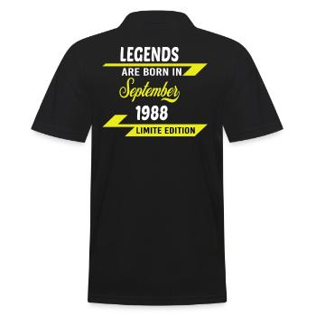 LEGENDS ARE BORN IN 1988 GEBURTSTAGSGESCHENK - Männer Poloshirt - Schwarz - Hinten - Kai (181cm)