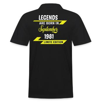 LEGENDS ARE BORN IN 1981 GEBURTSTAGSGESCHENK - Männer Poloshirt - Schwarz - Hinten - Kai (181cm)