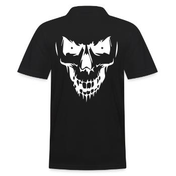 Totenkopf - Männer Poloshirt - Schwarz - Hinten - Kai (181cm)