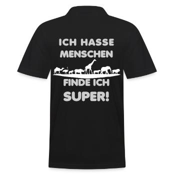 MENSCHEN SIND DOOF TIERLIEB - Männer Poloshirt - Schwarz - Hinten - Kai (181cm)