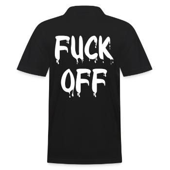 Fuck off - Männer Poloshirt - Schwarz - Hinten - Kai (181cm)