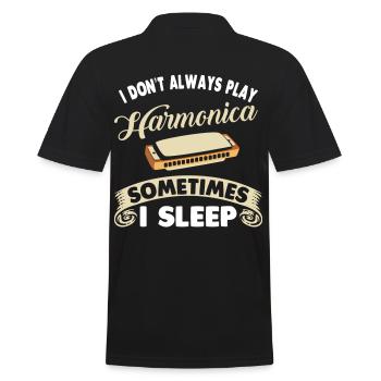 Harmonica Musical instrument Harmonica - Men's Polo Shirt - black - Back - Kai (181cm)