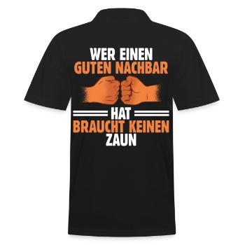 Nachbar - Männer Poloshirt - Schwarz - Hinten - Kai (181cm)