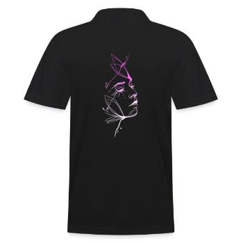 Trash line art woman's face - Men's Polo Shirt - black - Back - Kai (181cm)
