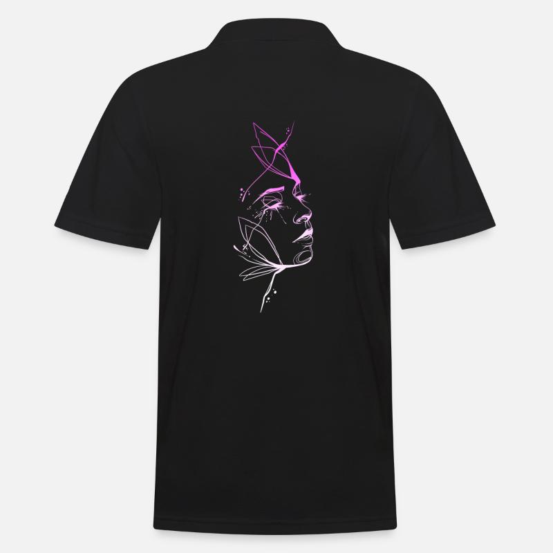 Trash-Line-Kunst-Frauengesicht - Männer Poloshirt - Schwarz