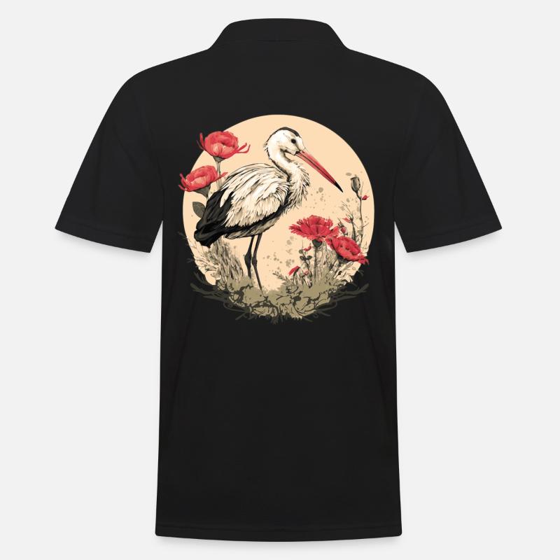 Storch Weißstorch - Männer Poloshirt - Schwarz