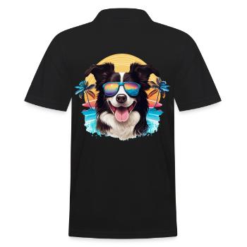 cooler süßer Border Collie mit Sonnenbrille - Männer Poloshirt - Schwarz - Hinten - Kai (181cm)