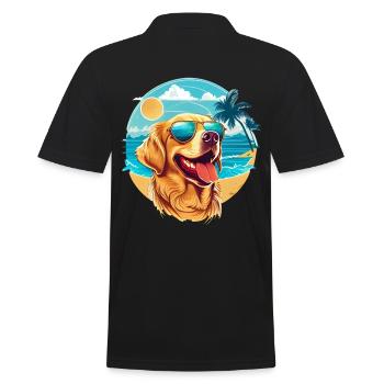 Golden retriever sur la plage avec des lunettes de soleil - Polo Homme - noir - Dos - Kai (181cm)