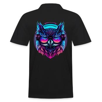 Musique électronique Retrowave Synthwave Outrun Owl - Polo Homme - noir - Dos - Kai (181cm)