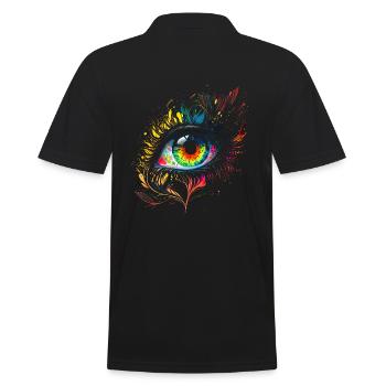 Psychedelic eye with colorful airbrush details - Men's Polo Shirt - black - Back - Kai (181cm)