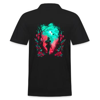 Woman as Fairy Forest Spirit Watercolor Airbrush - Men's Polo Shirt - black - Back - Kai (181cm)