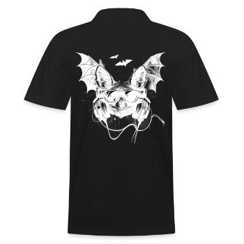 Coole Fledermaus mit Kopfhörern und Sonnenbrille - Männer Poloshirt - Schwarz - Hinten - Kai (181cm)