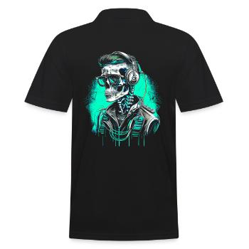 Cooles Skelett Portrait mit Sonnenbrille - Männer Poloshirt - Schwarz - Hinten - Kai (181cm)