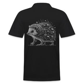 Filigree surreal cyborg hedgehog - Men's Polo Shirt - black - Back - Kai (181cm)