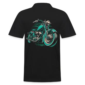 Cool Vintage Motorcycle Chopper en vert bleu - Polo Homme - noir - Dos - Kai (181cm)